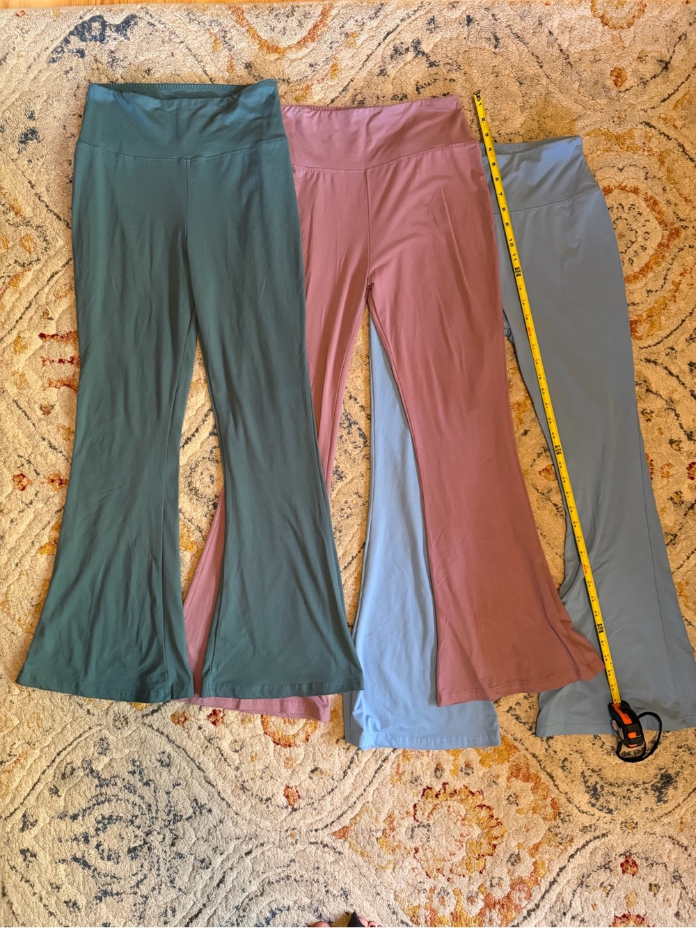 Flared Lounge Pants in Teal, Mauve & Light Blue
